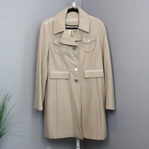 Kenneth Cole New York Wool Blend Coat Women’s Size 14 Beige Button Front